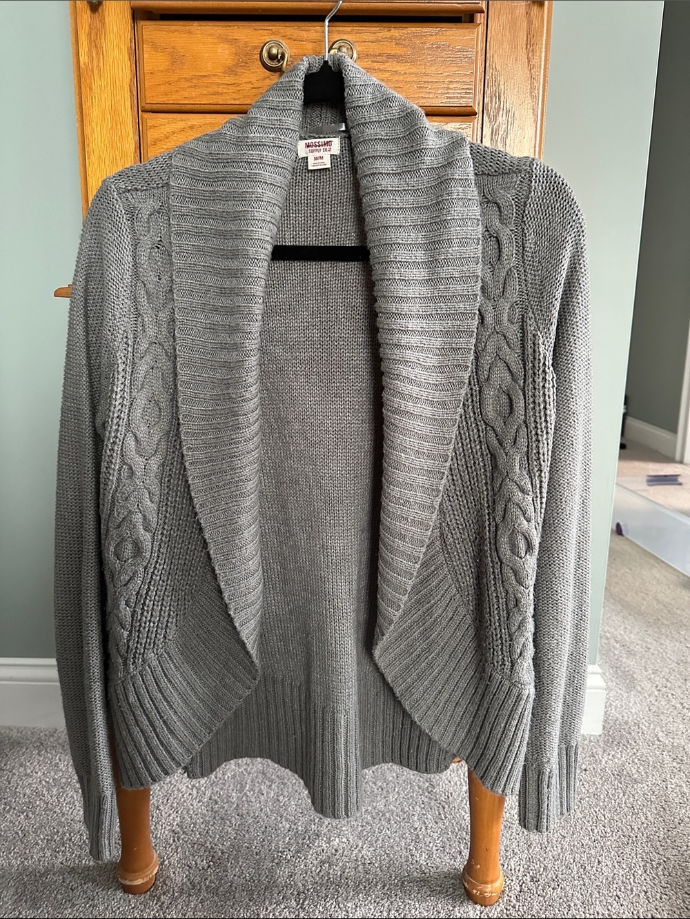 Mossimo Supply Co. Light Gray Cable Knit Shawl Cardigan